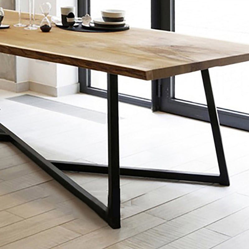 Industrial Solid Wood Table for Restaurant Rectangle Dining Table with Trestle Base