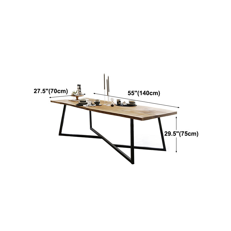 Industrial Solid Wood Table for Restaurant Rectangle Dining Table with Trestle Base