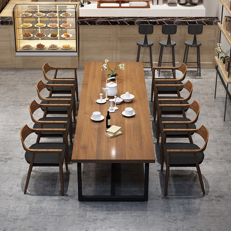 Industrial Solid Wood Table for Restaurant Dining Table with Trestle Base