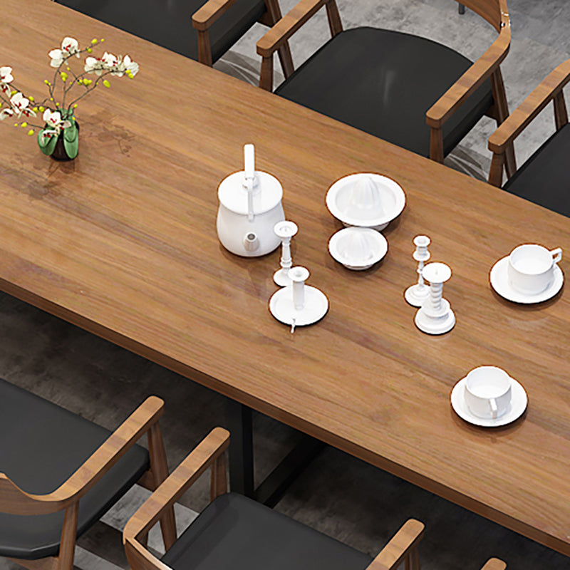 Industrial Solid Wood Table for Restaurant Dining Table with Trestle Base