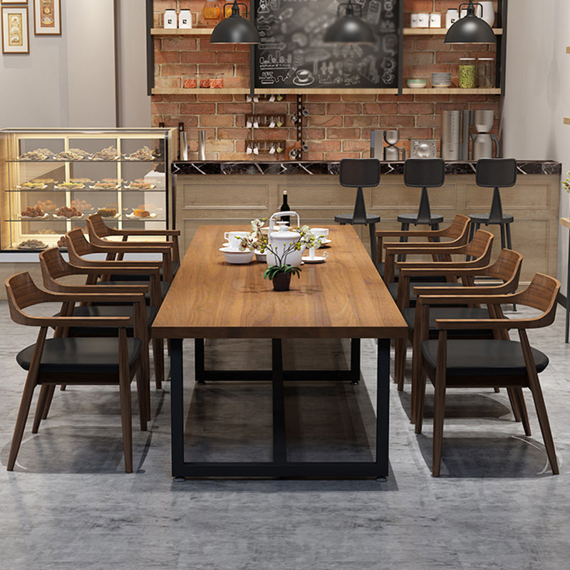 Industrial Solid Wood Table for Restaurant Dining Table with Trestle Base