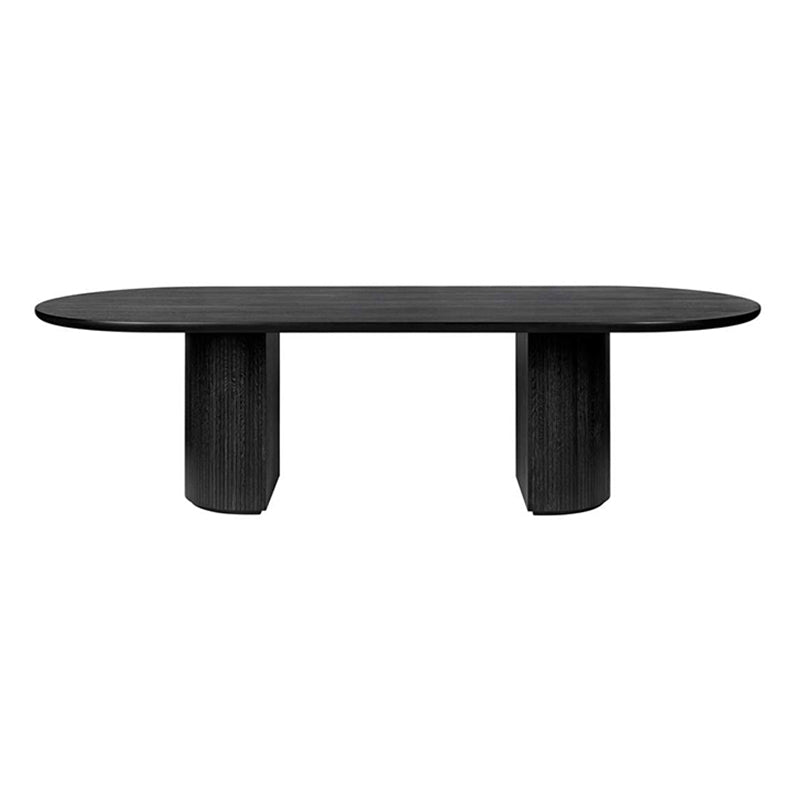 Solid Wood Contemporary Oval Table Black Wood Top Table with Double Pedestal