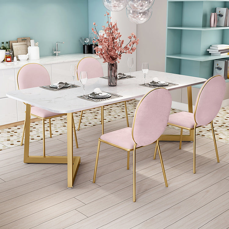 Rectangle Stone Dining Table Traditional Luxury Dinette Table for Home