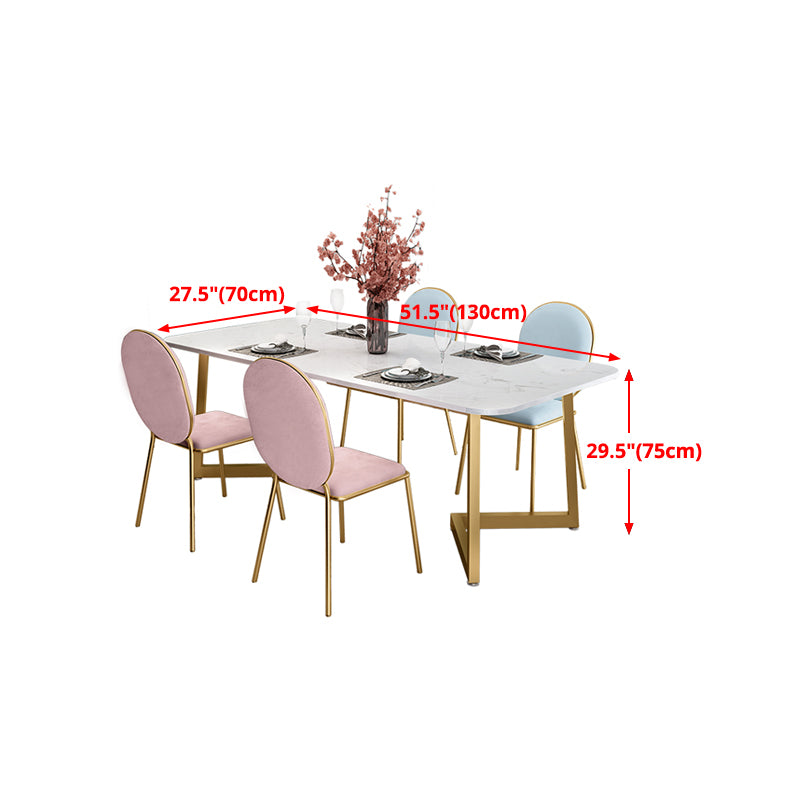 Rectangle Stone Dining Table Traditional Luxury Dinette Table for Home