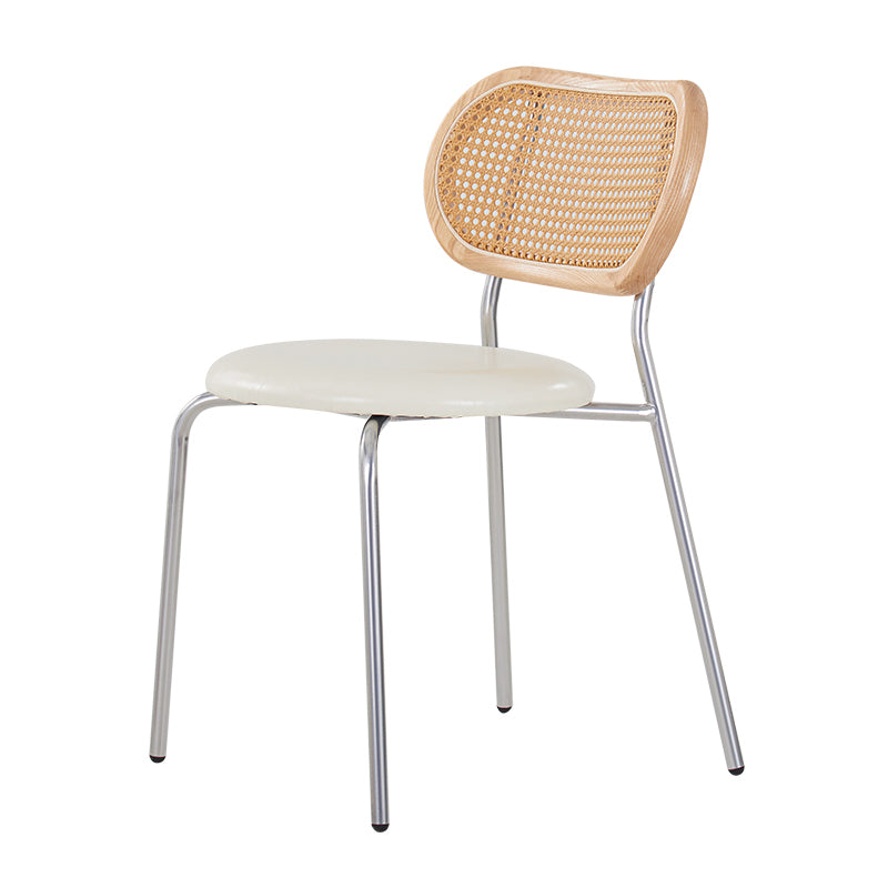 PU Leather Armless Dining Chair Contemporary Cane Back Dining Chair