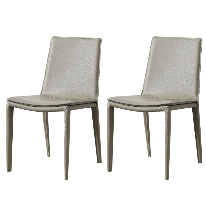 Modern Style Side Chair Faux Leather Solid Back Dining Chair for Home
