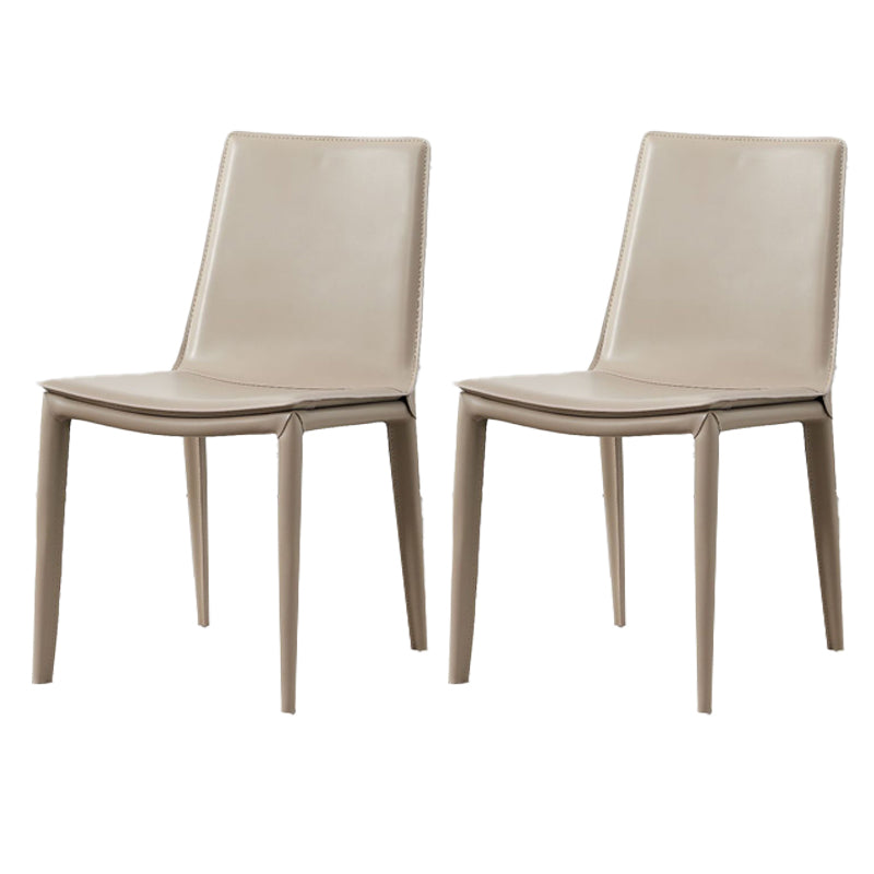 Modern Style Side Chair Faux Leather Solid Back Dining Chair for Home