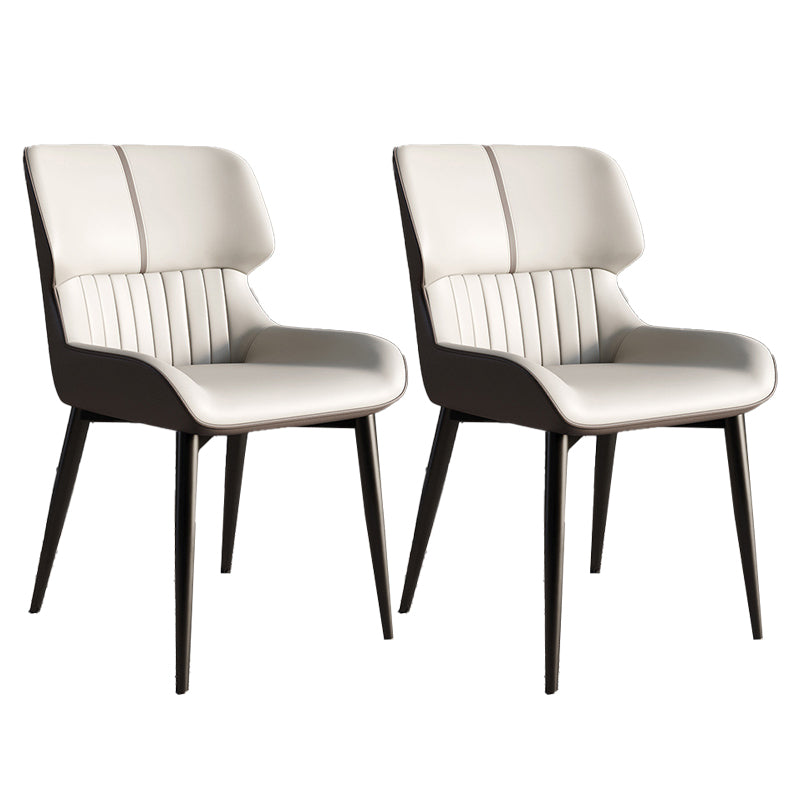Faux Leather Modern Armless Chair Matte Finish Wingback Dining Chair