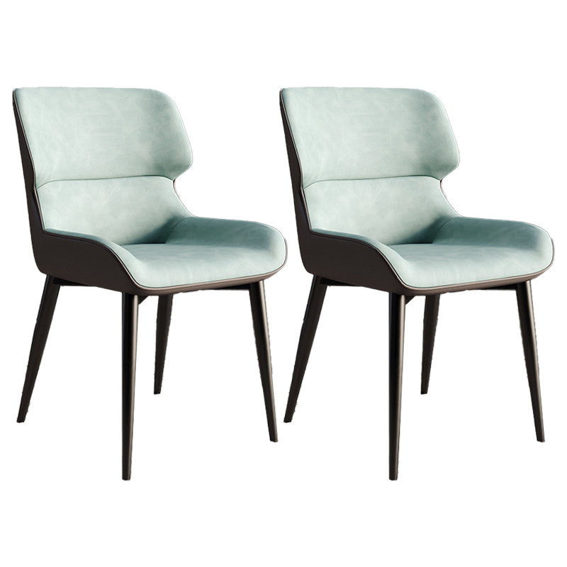 Faux Leather Modern Armless Chair Matte Finish Wingback Dining Chair