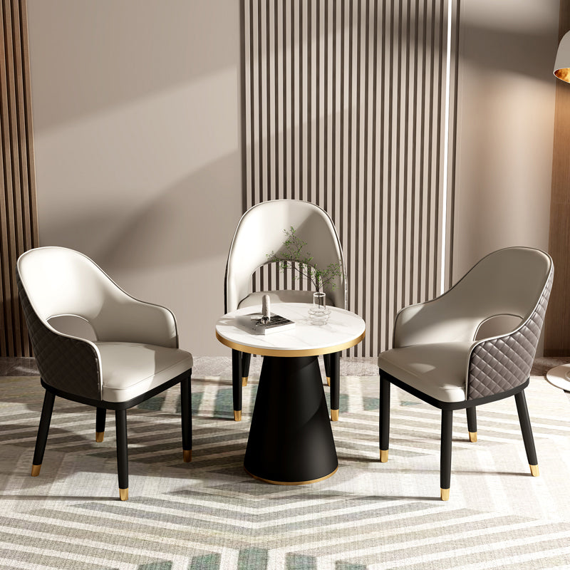 Modern Style Arm Chair Leather Open Back Indoor Dining Chair