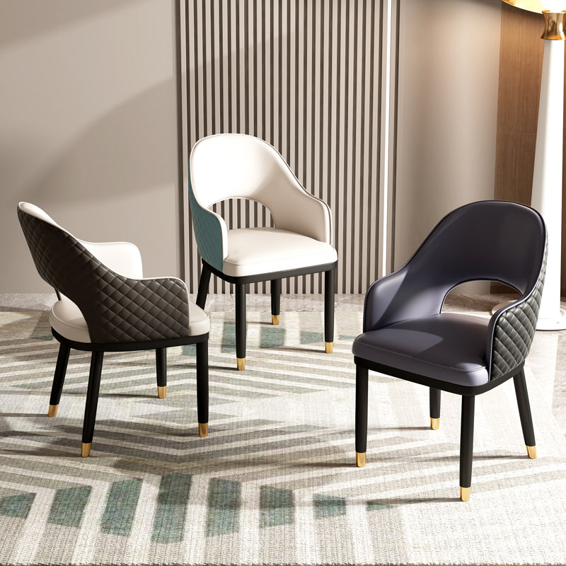 Modern Style Arm Chair Leather Open Back Indoor Dining Chair