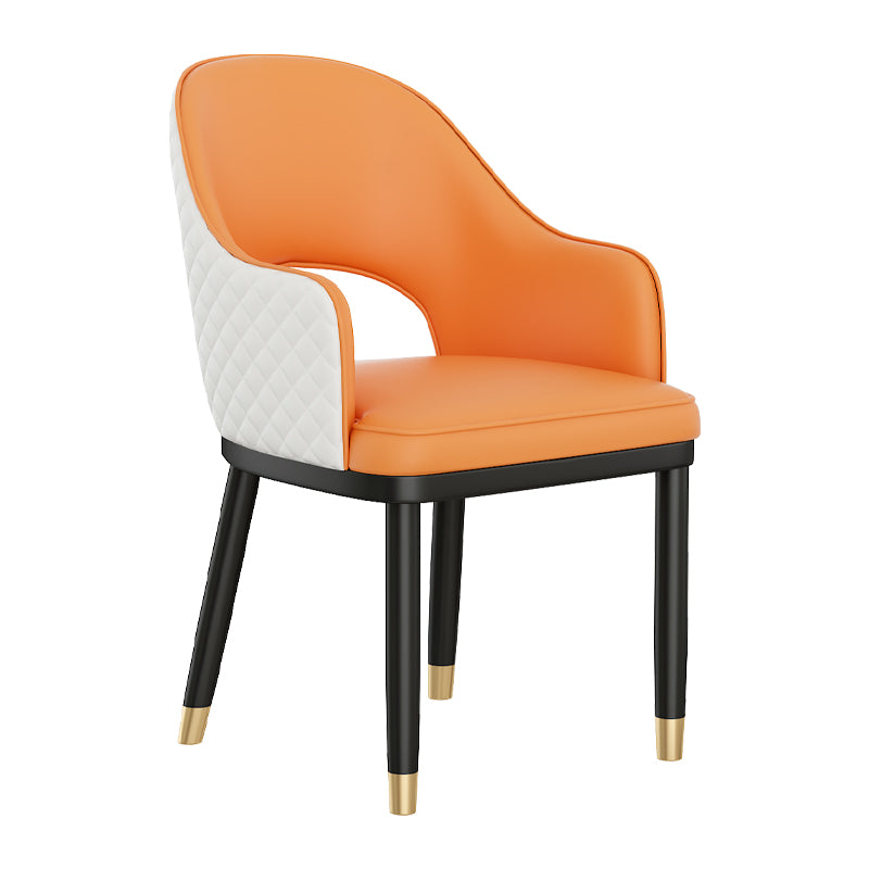 Modern Style Arm Chair Leather Open Back Indoor Dining Chair