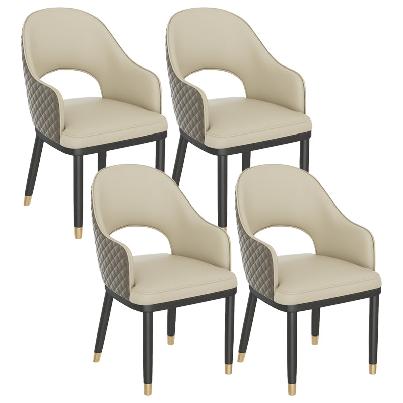 Modern Style Arm Chair Leather Open Back Indoor Dining Chair