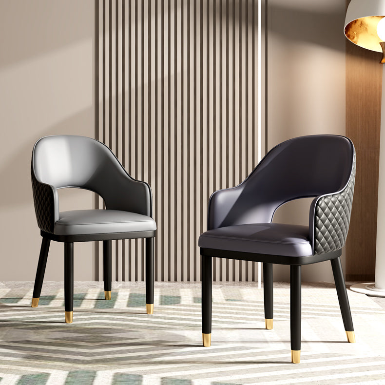 Modern Style Arm Chair Leather Open Back Indoor Dining Chair