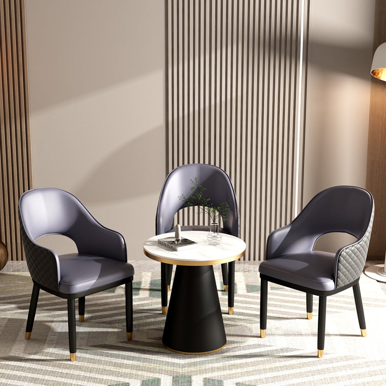 Modern Style Arm Chair Leather Open Back Indoor Dining Chair