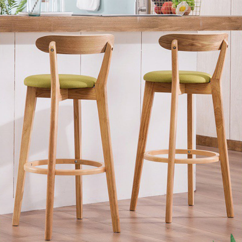 Scandinavian Dessert Shop Beech Stool Matte Finish Upholstered Bar Stools