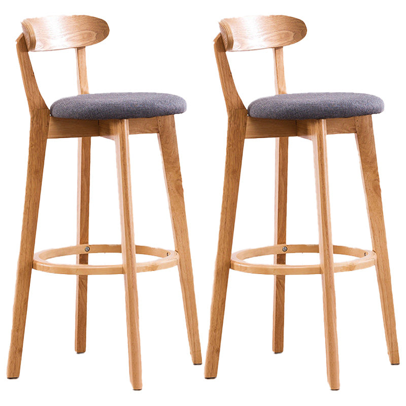 Scandinavian Dessert Shop Beech Stool Matte Finish Upholstered Bar Stools