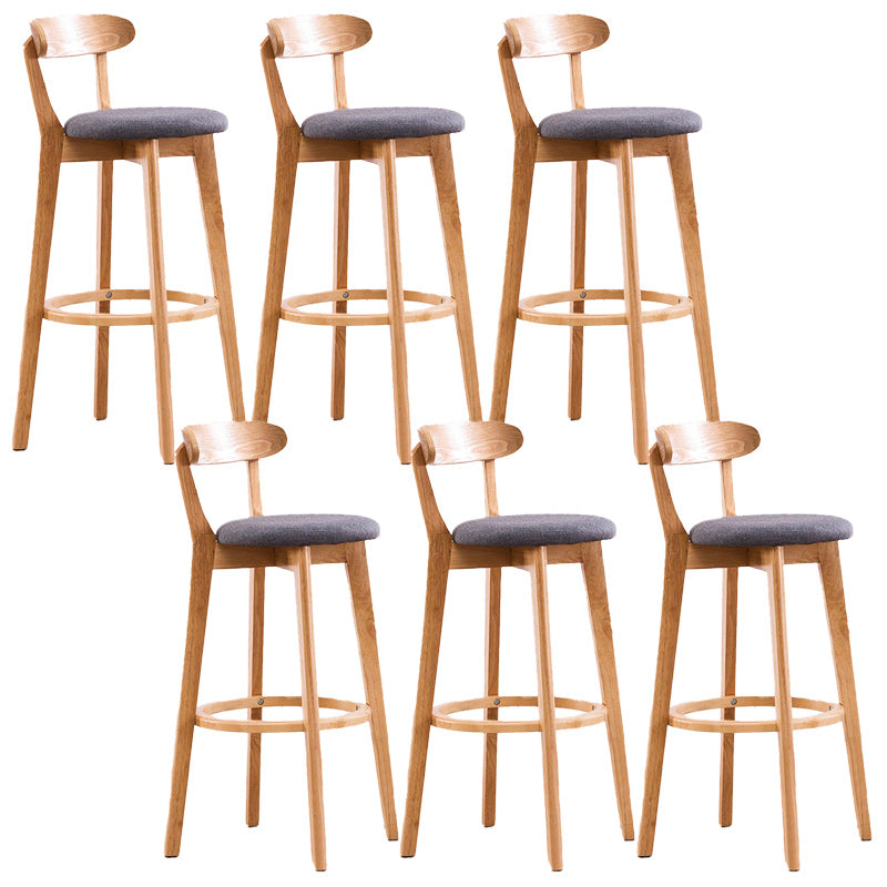 Scandinavian Dessert Shop Beech Stool Matte Finish Upholstered Bar Stools