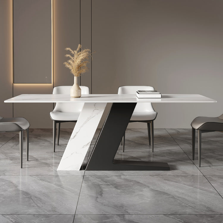 Modern Stainless Steel Dinette Set 1/2/5/7 Pieces Sintered Stone Top Dining Table Set