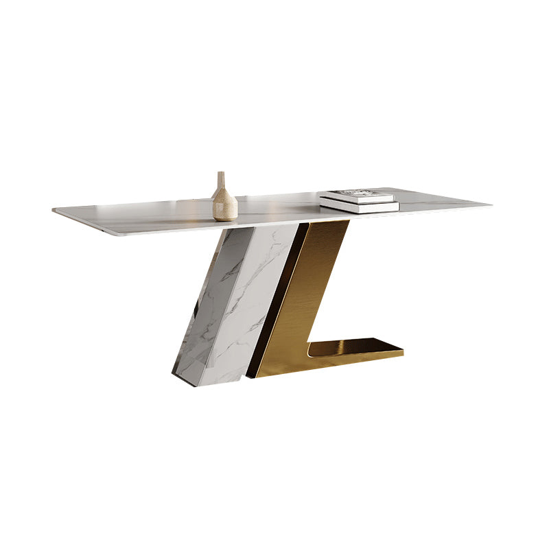 Modern Stainless Steel Dinette Set 1/2/5/7 Pieces Sintered Stone Top Dining Table Set