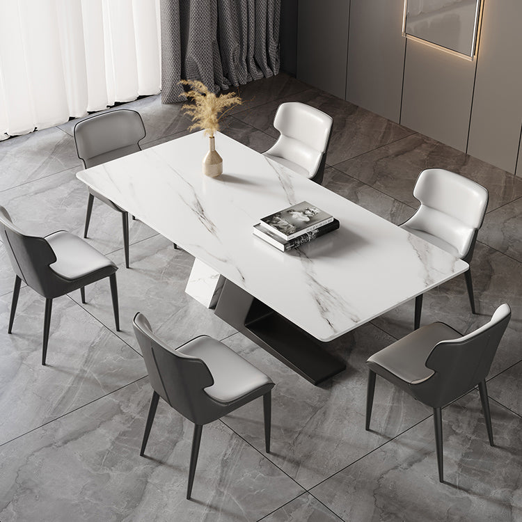 Modern Stainless Steel Dinette Set 1/2/5/7 Pieces Sintered Stone Top Dining Table Set