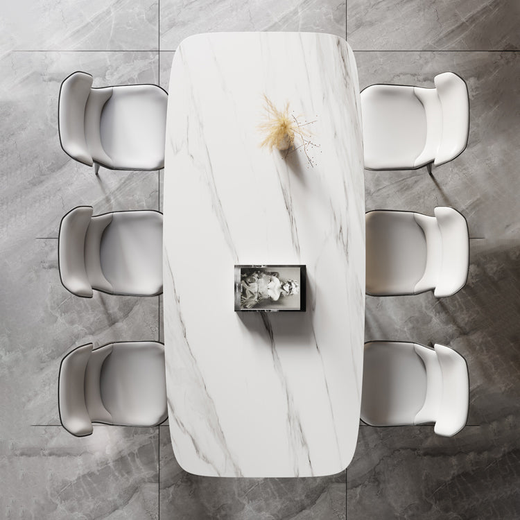 Modern Stainless Steel Dinette Set 1/2/5/7 Pieces Sintered Stone Top Dining Table Set