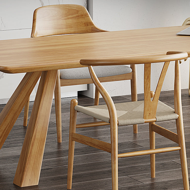 Modern Ash Wood Dinette Set 1/2/4 Pieces Rectangle Beige Dining Table Set