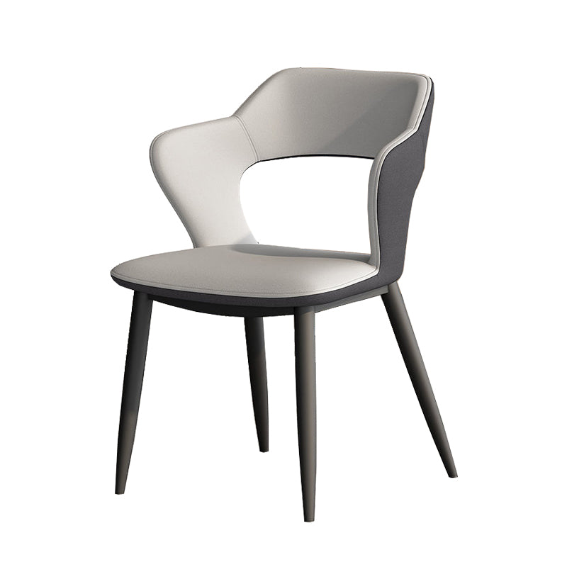 Metal Contemporary Dining Chair with Arms Matte Finish Open Back Dining Side Chair