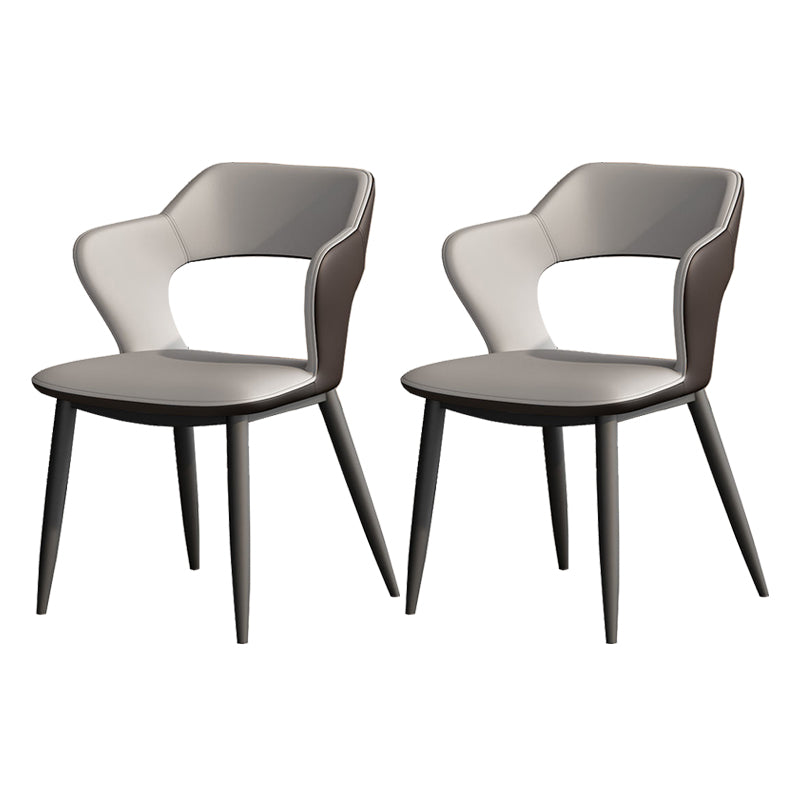 Metal Contemporary Dining Chair with Arms Matte Finish Open Back Dining Side Chair