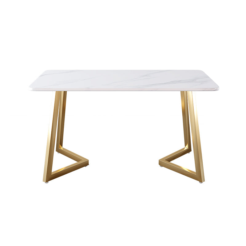 Glam Iron Dinette Set 1/2/5 Pieces Rectangle White Sintered Stone Top Dining Table Set