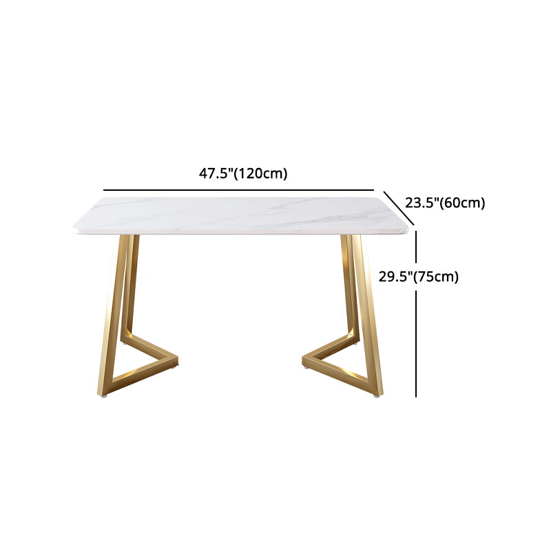 Glam Iron Dinette Set 1/2/5 Pieces Rectangle White Sintered Stone Top Dining Table Set