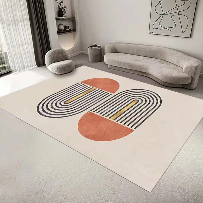 Grey Color Block Rug Polyester Nordic Rug Washable Rug for Drawing Room