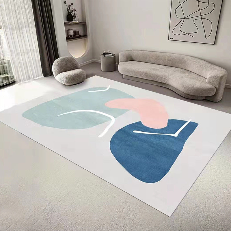 Grey Color Block Rug Polyester Nordic Rug Washable Rug for Drawing Room