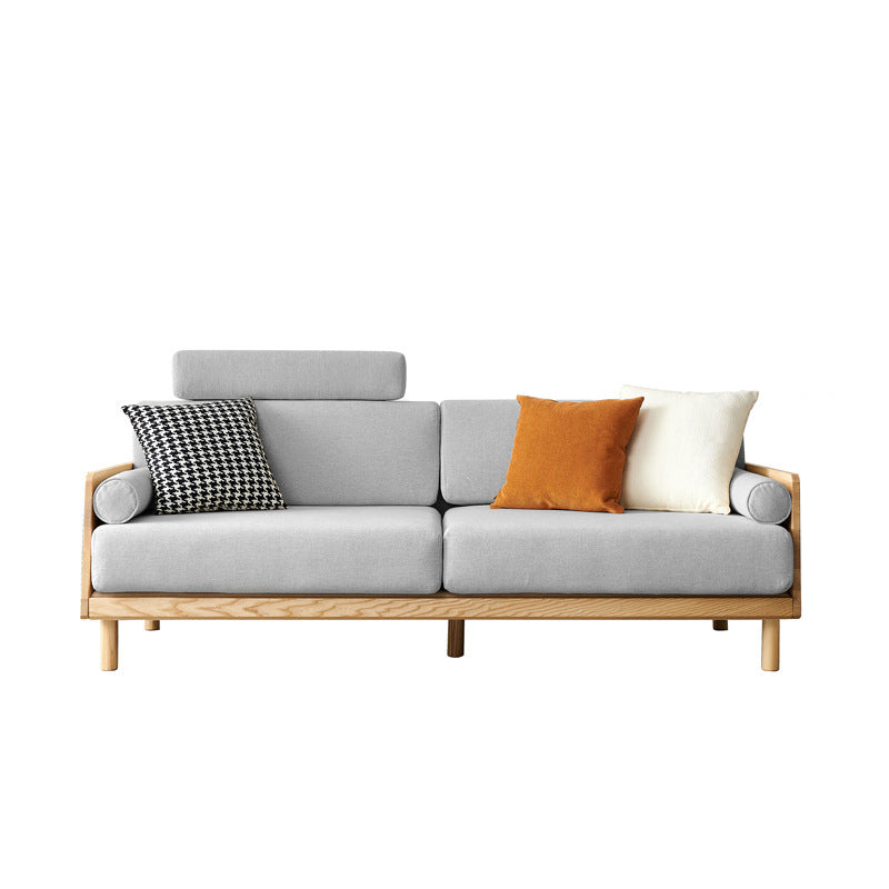 Linen Modern Square Arm Sofa Standard Wooden Sofa for Living Room, Apartment