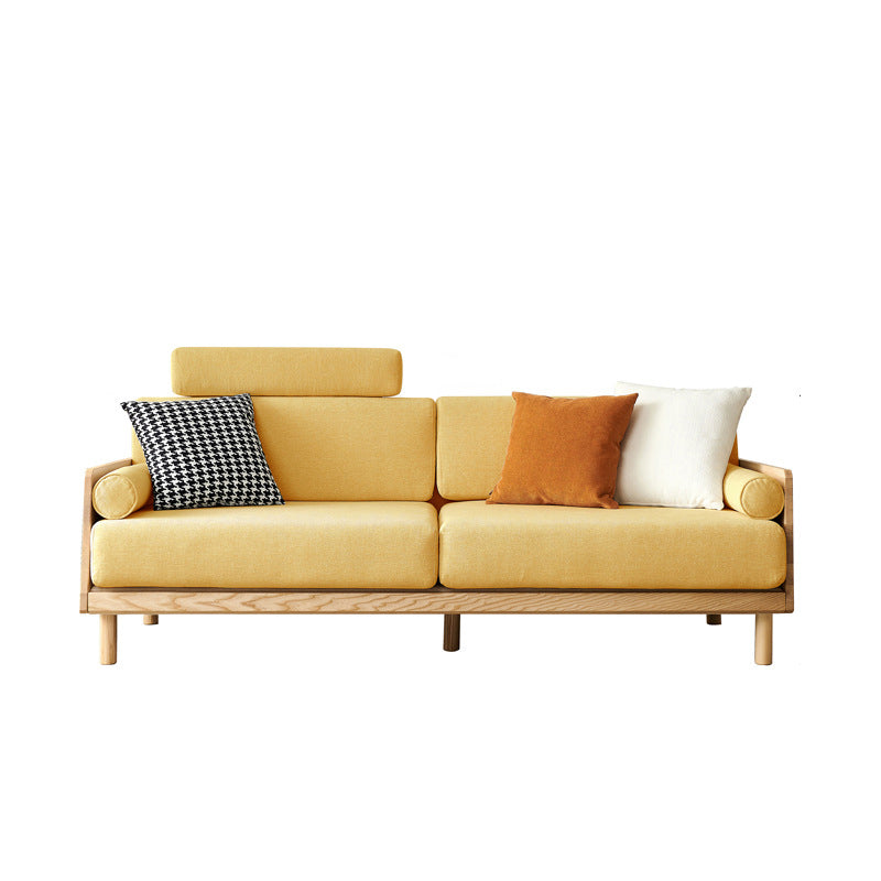 Linen Modern Square Arm Sofa Standard Wooden Sofa for Living Room, Apartment