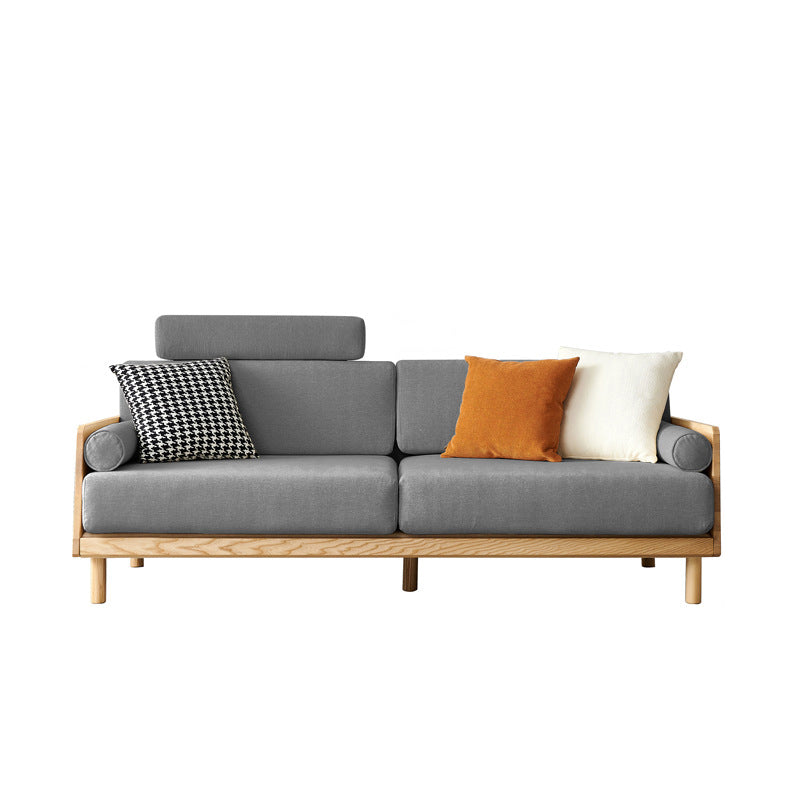 Linen Modern Square Arm Sofa Standard Wooden Sofa for Living Room, Apartment