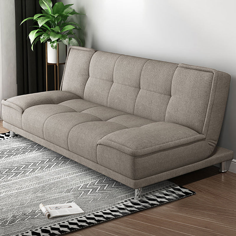 Armless Cotton Blend and Leather Convertible Contemporary Sofa Bed