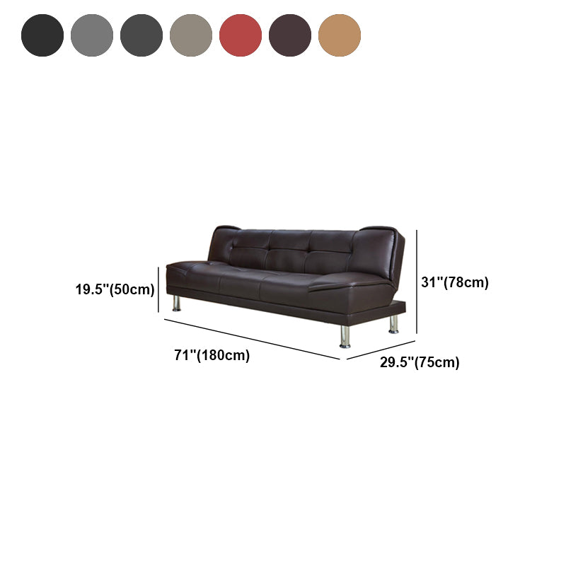 Armless Cotton Blend and Leather Convertible Contemporary Sofa Bed