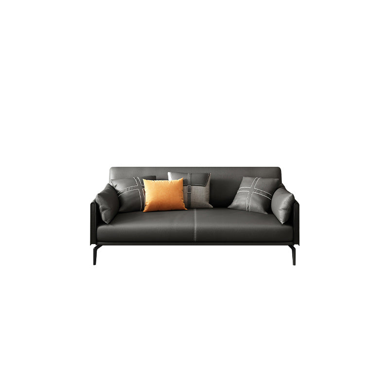Contemporary Genuine Leather Square Arm Sofa Standard Sofa for Living Room