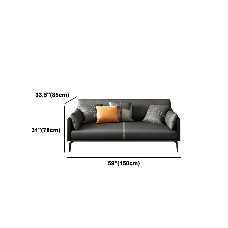 Contemporary Genuine Leather Square Arm Sofa Standard Sofa for Living Room