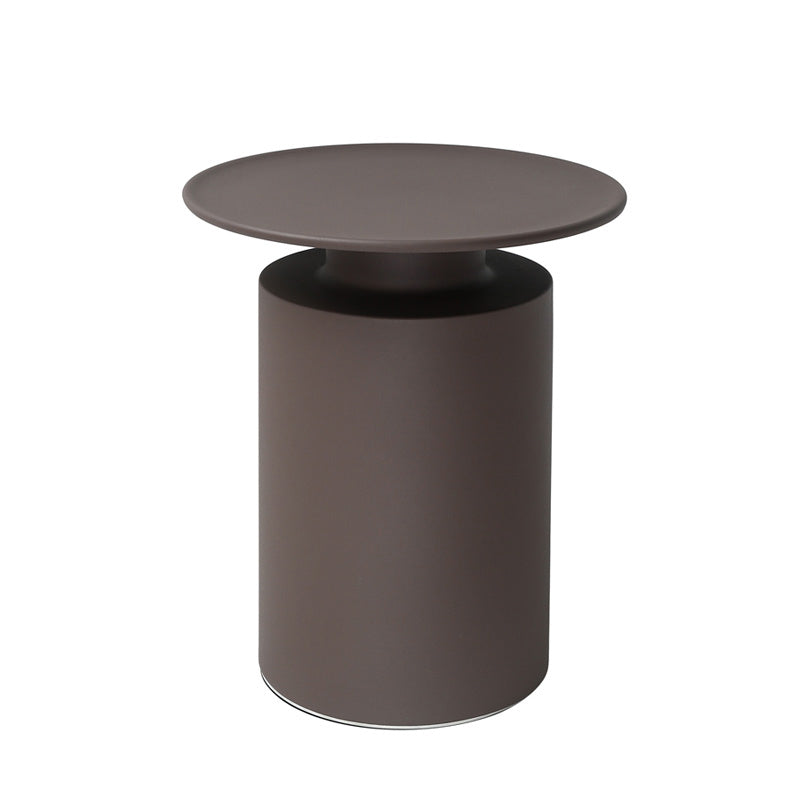 Metal Pedestal End Table Round Solid Color Side End Table for Living Room
