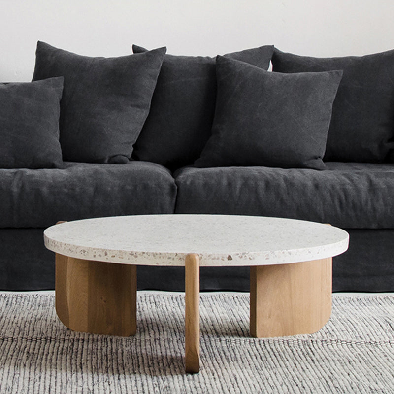 Single 3 Legs Coffee Table Wooden Modern Beige/Brown/Black Cocktail Table