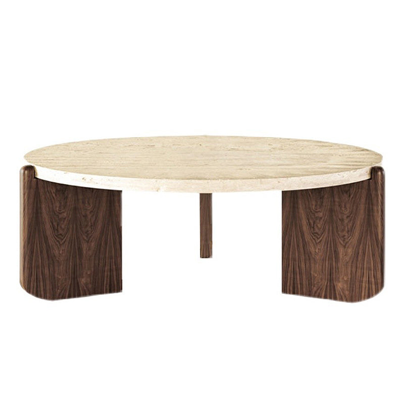 Single 3 Legs Coffee Table Wooden Modern Beige/Brown/Black Cocktail Table