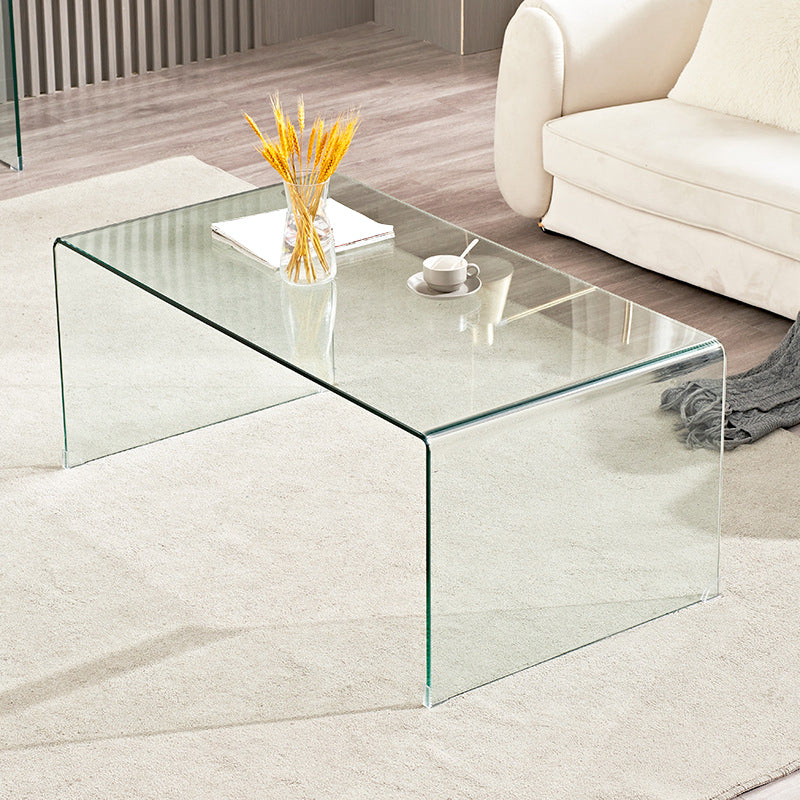 Sled Single Coffee Table Glass Modern Black/White Open Shelf Cocktail Table