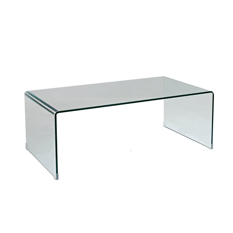 Sled Single Coffee Table Glass Modern Black/White Open Shelf Cocktail Table