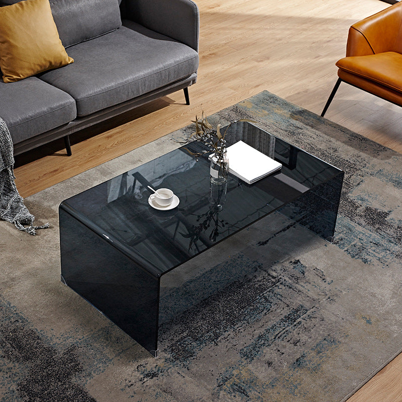 Sled Single Coffee Table Glass Modern Black/White Open Shelf Cocktail Table