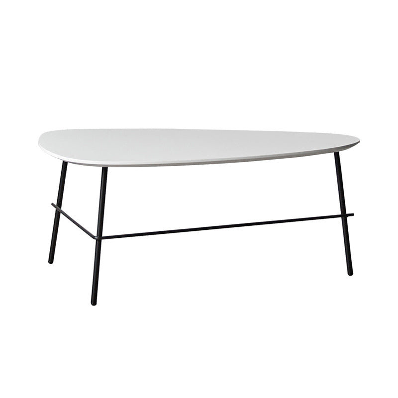 Modern Metal 3 Legs / Trestle Base Triangle / Oval Wood Top Coffee Table