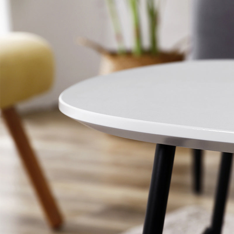 Modern Metal 3 Legs / Trestle Base Triangle / Oval Wood Top Coffee Table