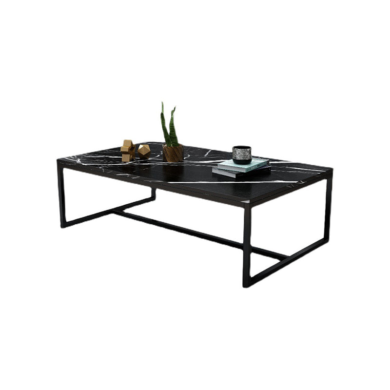 17.7" Tall Modern Steel Trestle Base Rectangular Wood Top Coffee Table