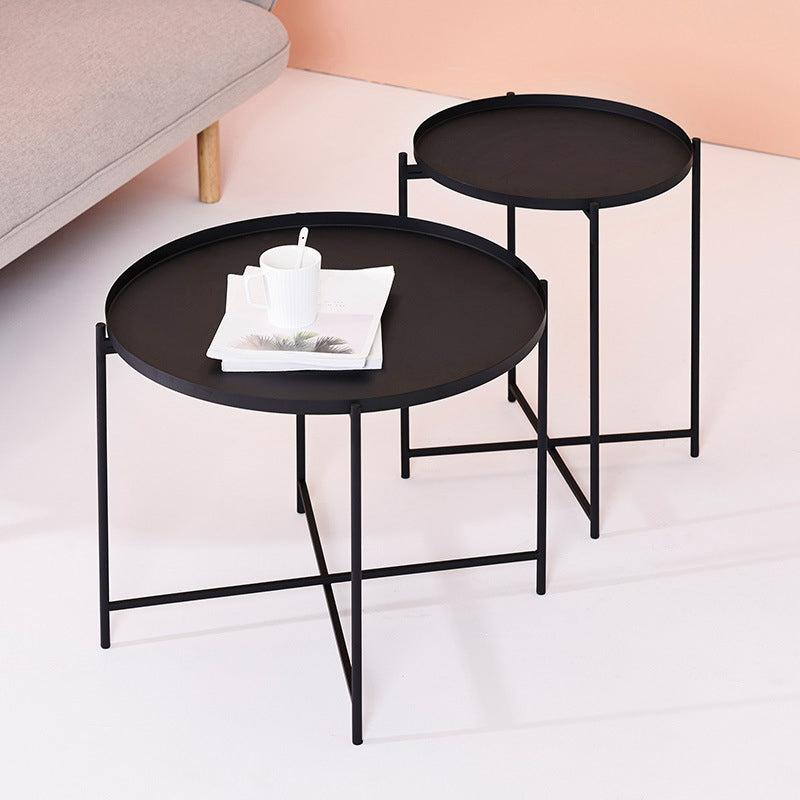 Modern Cross Legs Ironcraft Round Top Coffee Table/Nesting Tables